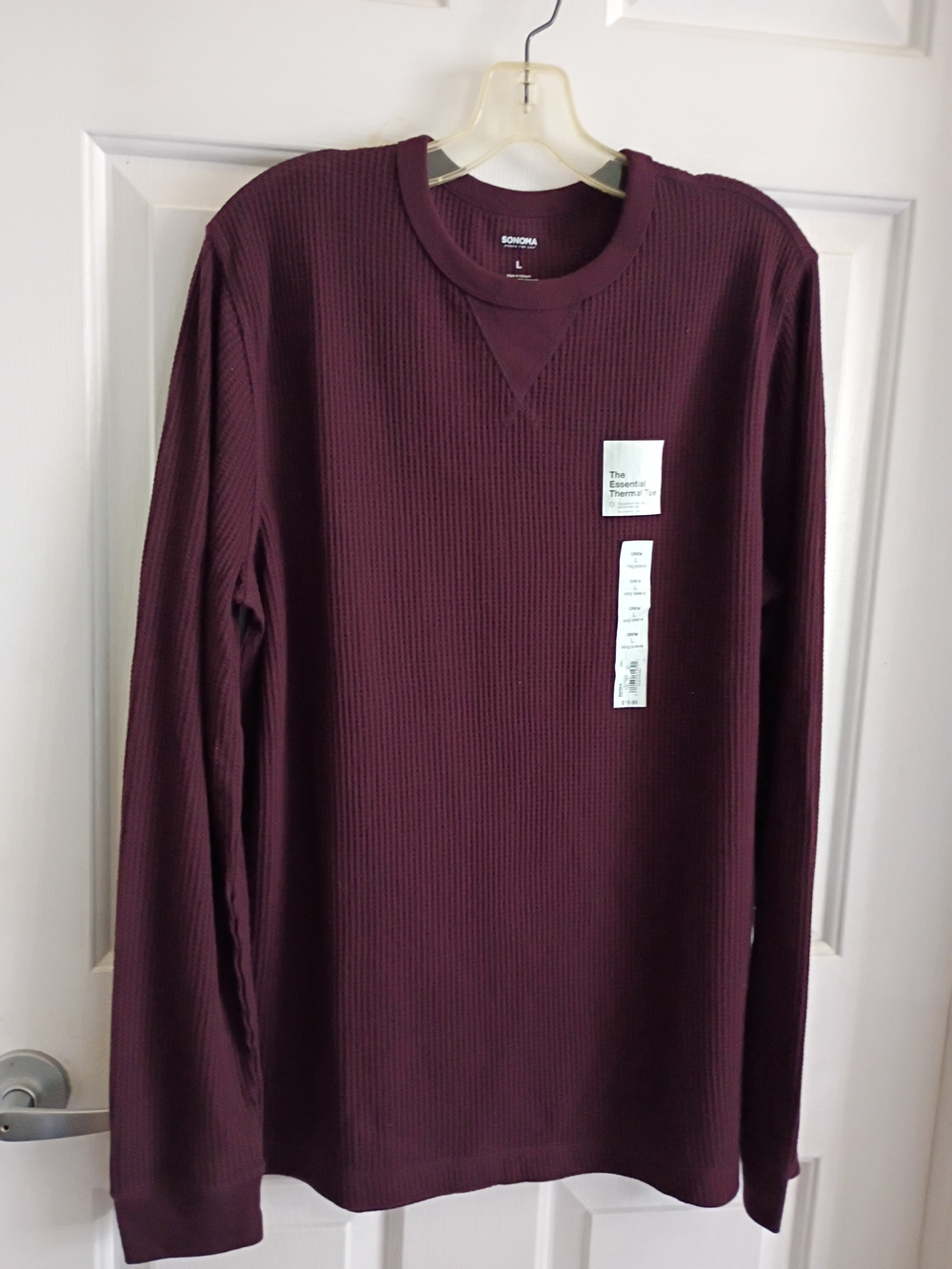 Sonoma Long-Sleeve Thermal Crew Shirt - Burgundy